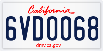 CA license plate 6VDO068