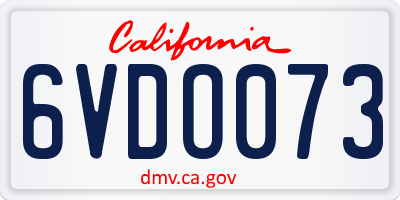 CA license plate 6VDO073