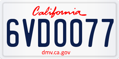 CA license plate 6VDO077
