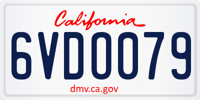 CA license plate 6VDO079