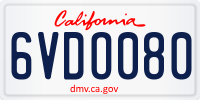 CA license plate 6VDO080