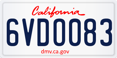 CA license plate 6VDO083