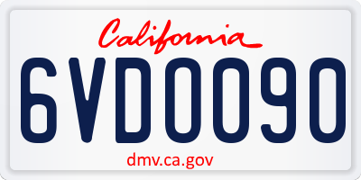 CA license plate 6VDO090