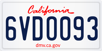 CA license plate 6VDO093