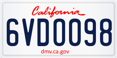 CA license plate 6VDO098