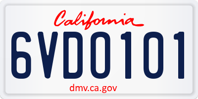 CA license plate 6VDO101