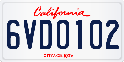 CA license plate 6VDO102