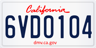 CA license plate 6VDO104