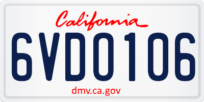 CA license plate 6VDO106