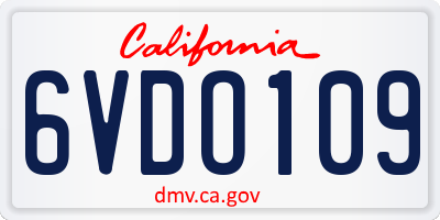 CA license plate 6VDO109