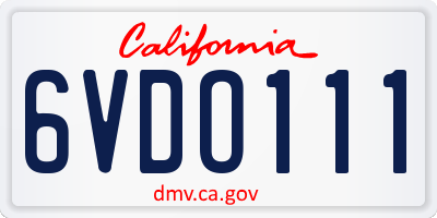 CA license plate 6VDO111