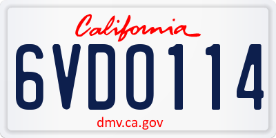 CA license plate 6VDO114
