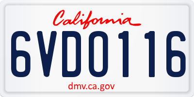 CA license plate 6VDO116