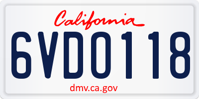 CA license plate 6VDO118