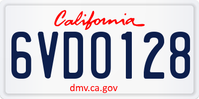 CA license plate 6VDO128
