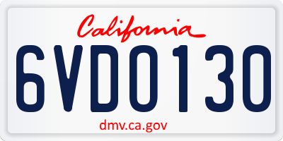 CA license plate 6VDO130