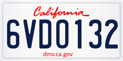 CA license plate 6VDO132