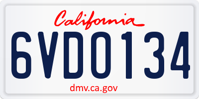 CA license plate 6VDO134