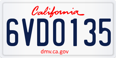 CA license plate 6VDO135