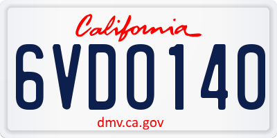 CA license plate 6VDO140