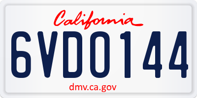 CA license plate 6VDO144