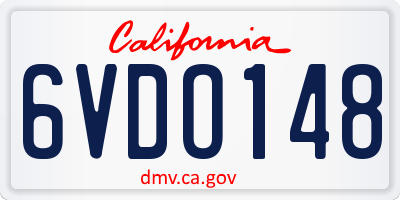 CA license plate 6VDO148
