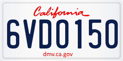 CA license plate 6VDO150