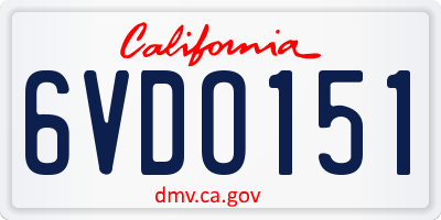 CA license plate 6VDO151