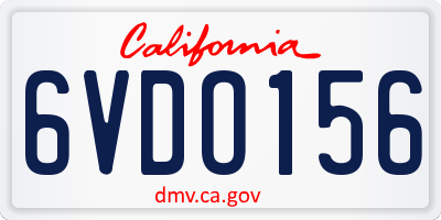 CA license plate 6VDO156