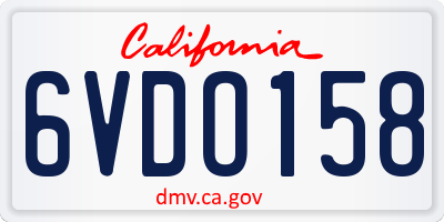 CA license plate 6VDO158
