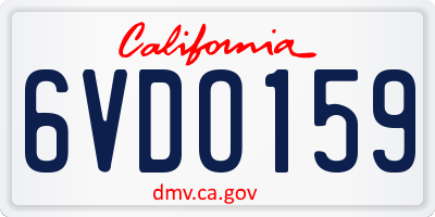 CA license plate 6VDO159