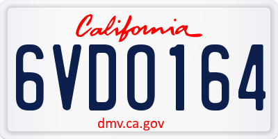 CA license plate 6VDO164