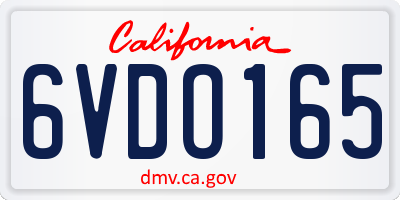 CA license plate 6VDO165
