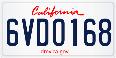 CA license plate 6VDO168
