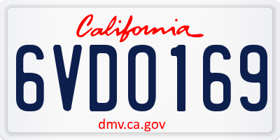CA license plate 6VDO169
