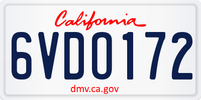 CA license plate 6VDO172
