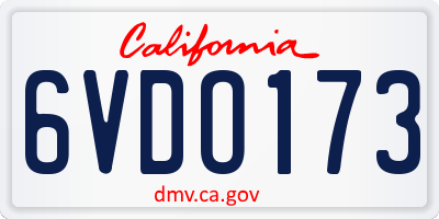 CA license plate 6VDO173