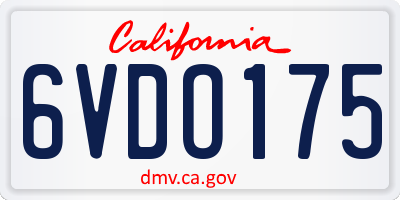 CA license plate 6VDO175