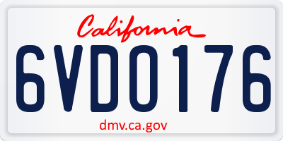 CA license plate 6VDO176