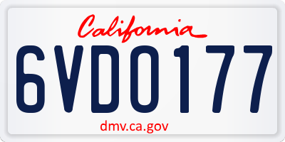 CA license plate 6VDO177