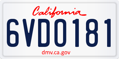 CA license plate 6VDO181