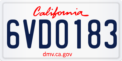 CA license plate 6VDO183
