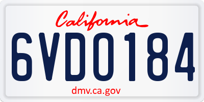 CA license plate 6VDO184