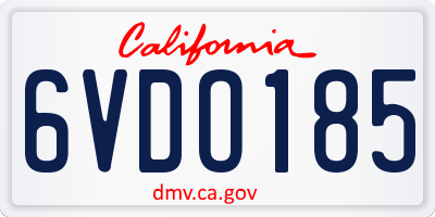 CA license plate 6VDO185