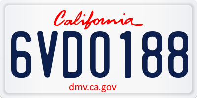 CA license plate 6VDO188