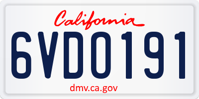 CA license plate 6VDO191