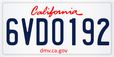 CA license plate 6VDO192