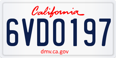 CA license plate 6VDO197