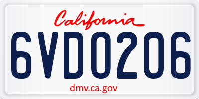 CA license plate 6VDO206