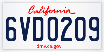 CA license plate 6VDO209